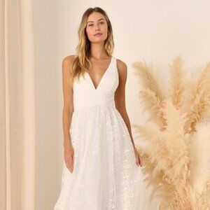 Lulus Sweetest Beloved White Mesh Embroidered Sleeveless Maxi Dress - Size 1X